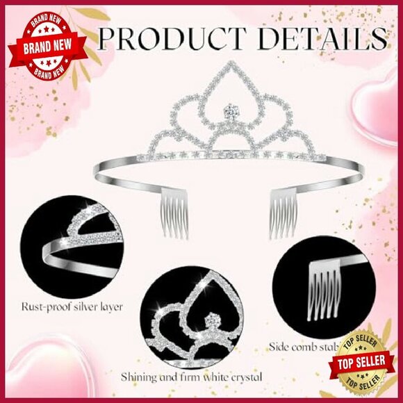 30 Pcs Silver Crystal Tiara Comb Set Wedding Bridal Party Hair Accessories